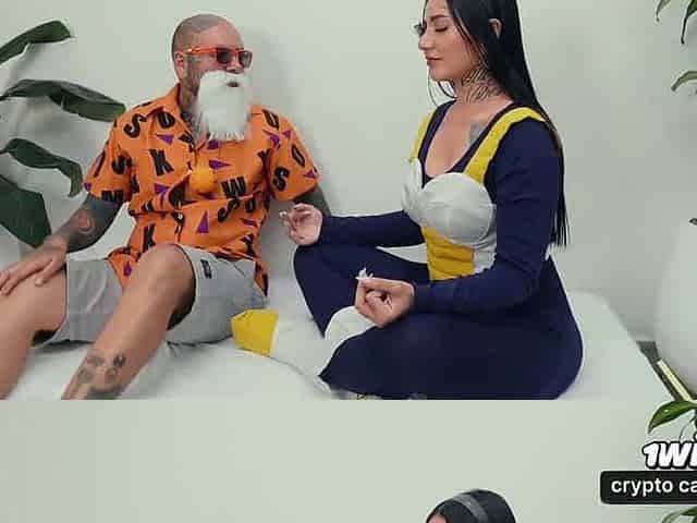 Veguetta rides Master Roshi's stiff stiffy and swallows his jism - LA ROLA - XXX!