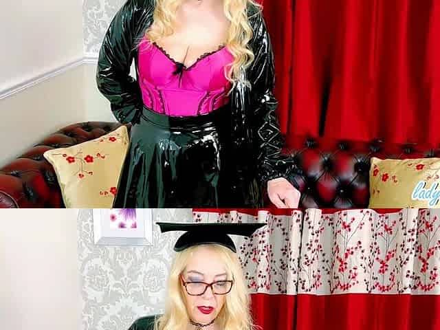 Lady Lucy Shiny PVC Mac and Petticoat with Satin Corset High Heels Master