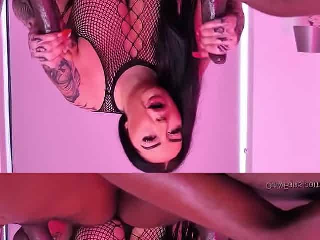 Big Bubble Butt Tattooed bbw Creampied in BBC Threesome - Maddison Black