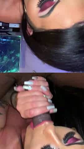 Big cock EXGF interracial busty geek coed blowjob