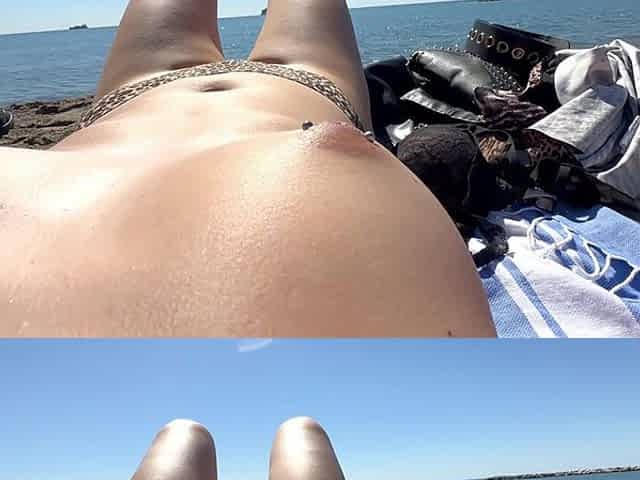 Topless Beach POV: Pulled Panties Aside to Tease a Stranger