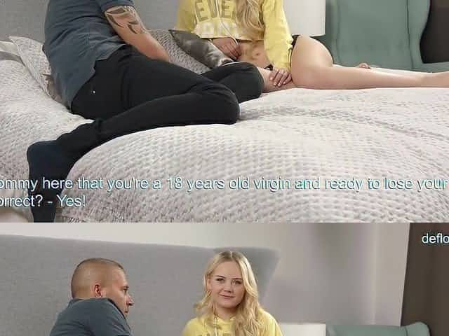 Pretty blonde virgin, Lucy is about to get her pussy licked, for the first time ever