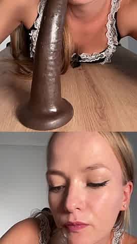 StepSister at Home in Maid Costume Trains Throat with BBC