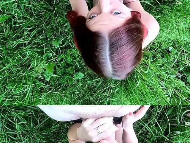 Golden shower after sex and oral sex for little doxy in the forest
