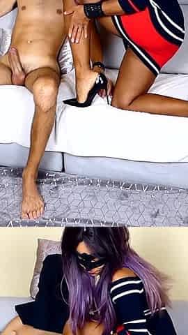 MissFluo, foot fetish special handjob cum in shoes A089