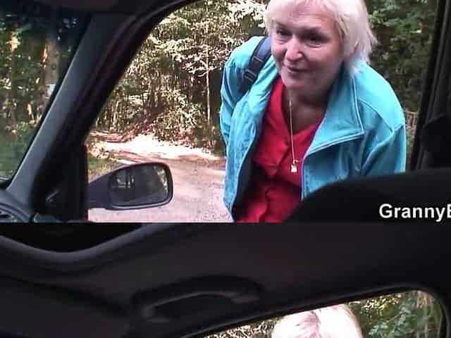 Very old older woman rides large dong