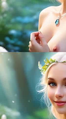 Ai Artistic Nude - Beautiful Woman Holding Snowdrop with Arctic-white Diamond Jewelry