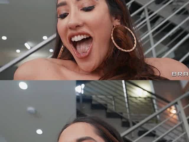 Latina Chloe Amour slides her shaved pussy on big dick