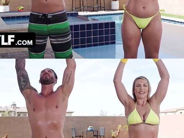 Hot Fitness Babe Workout In Tight Bikini And Seduced Her Big Muscled Trainer