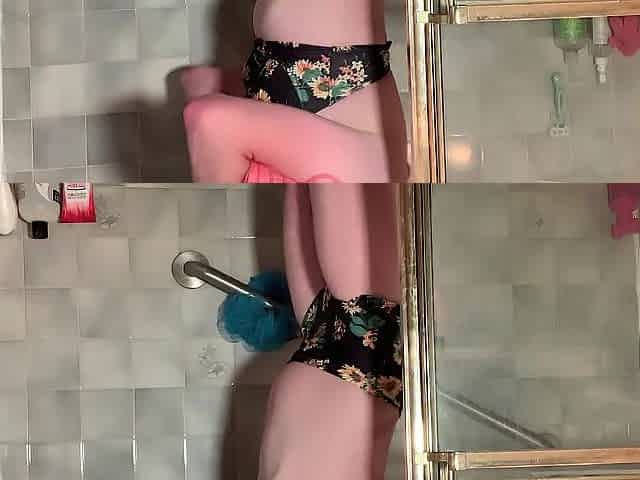 Showing off hawt body in shower