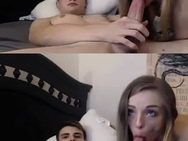 Handy Chick Sucks Her Man's Big Cock on Cam
