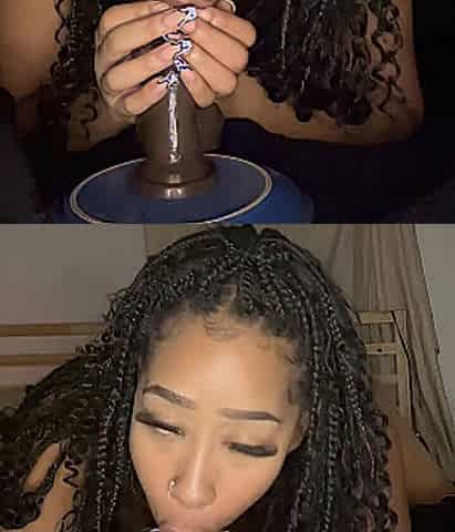 Black angel teasing herself until this babe squirts