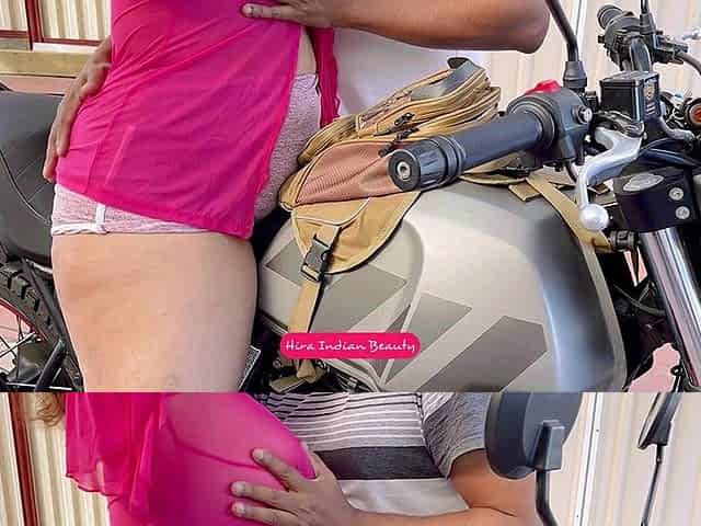 Indian Couple Sensual Lovemaking on a Bike - Boobs Pressing, Nipple Play, and Kissing on a Motorcycle