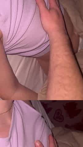 he puts his fingers in my pussy to wake me up and cums on my pajamas