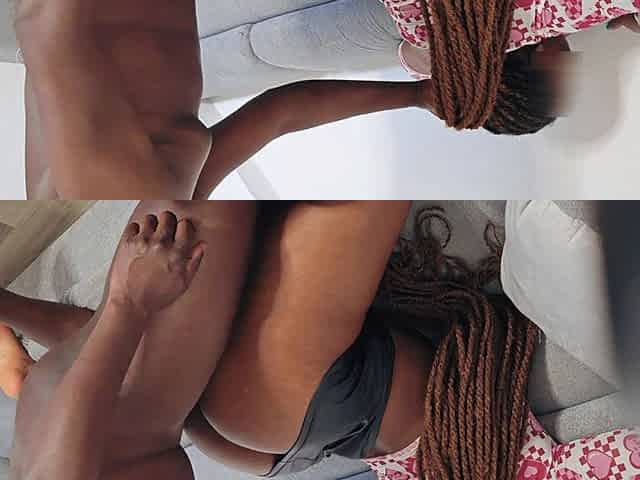 My New Black French Stepsister with a Big Ass Rides Me and Gets Her Asshole Fucked in the Living Room