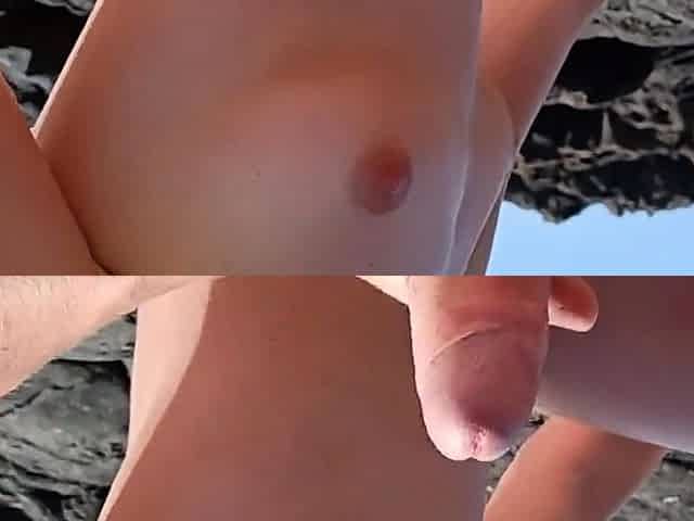 Blonde Babe's Public Handjob and Cumshot