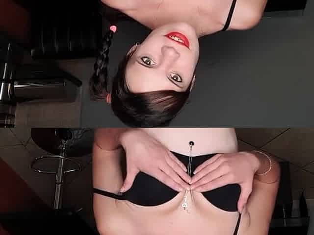 Naughty MILF Plays with Bra and Displays Her Small Tits