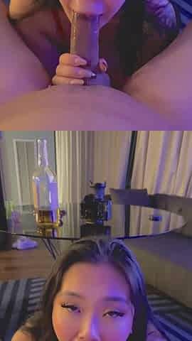 Asian Slut in Fishnets Fucked Pronebone Missionary Doggystyle and Sloppy Blowjob