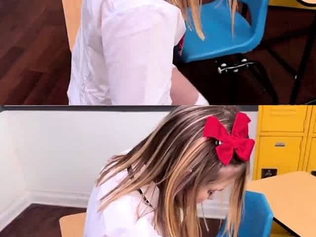 Cute Petite Blonde Gets Two Big Dicks