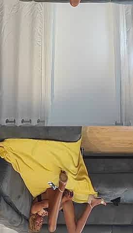 Long Legged Babe Tastes Cum for the First Time!