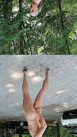 I'm such a daring sissy wench teasing peoples in nature's garb on a car park.