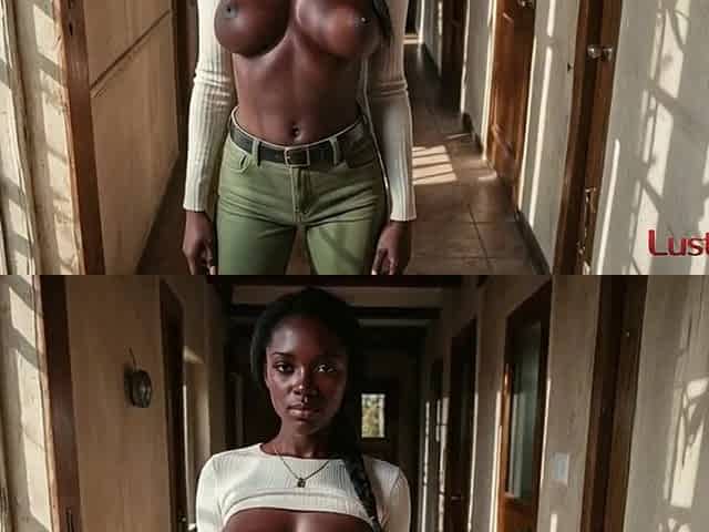 A modest, black angel just now drilled her neighbour in the hostel hallway [AI]