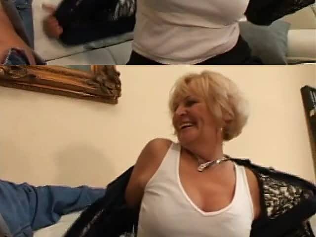 Golden-Haired aged hottie knows how to please this youthful dude