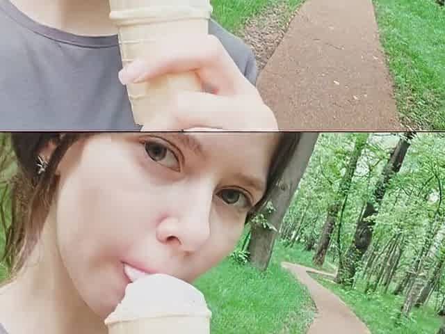 I eat ice cream in public