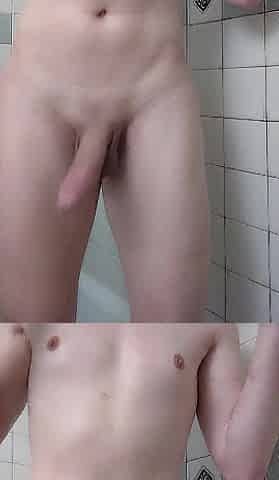 Jizz flow and Squirt (Shower Movie)