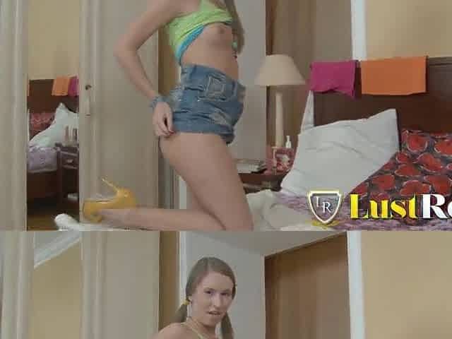 Teen sweetie filled her butthole with a large dong