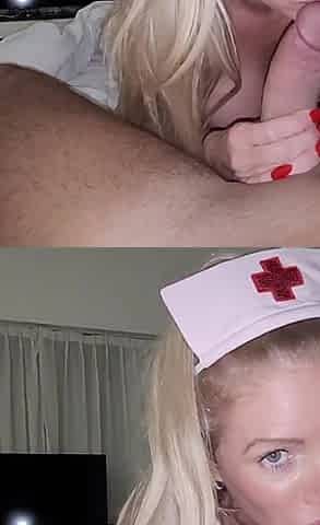 Naughty Cheating Nurse Comes Home with a Pussy Full of Cum for Husband