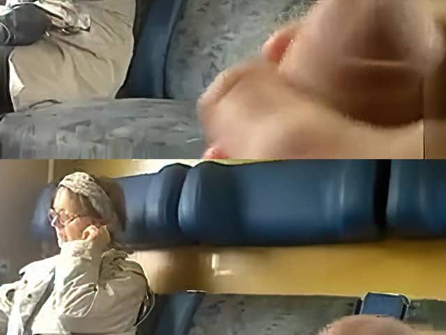 Jerking my dick next to a mature lady