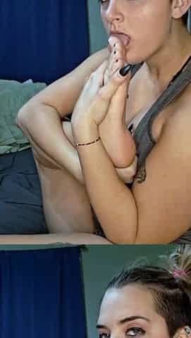 Amateur Foot Fetish Girlfriend Sucks and gives a Footjob