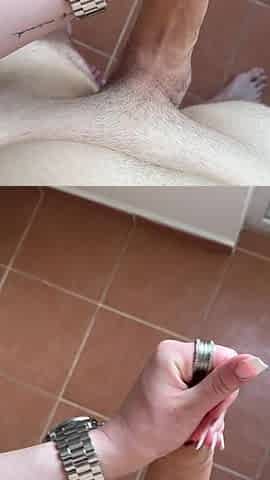 POV Quick Tugjob on Vacation with Wristwatch and French Nails