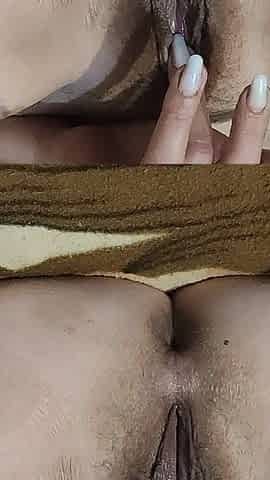 Hairy Pussy Masturbation with Licking