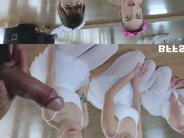 Three ballerinas enjoy having dirty sex with one horny stud