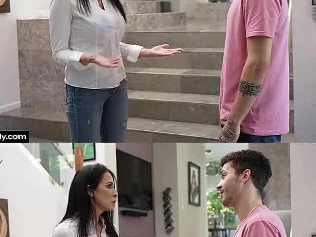 Busty brunette Reagan Foxx fucks frat neighbor who bullies her husband