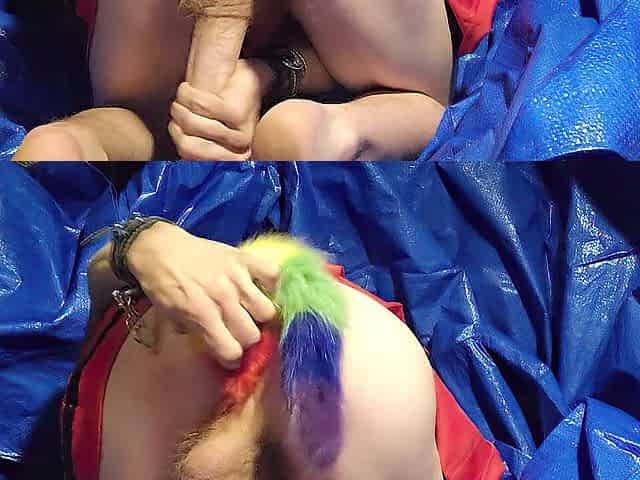 T-beauty rides and plays with her toys on a tarp