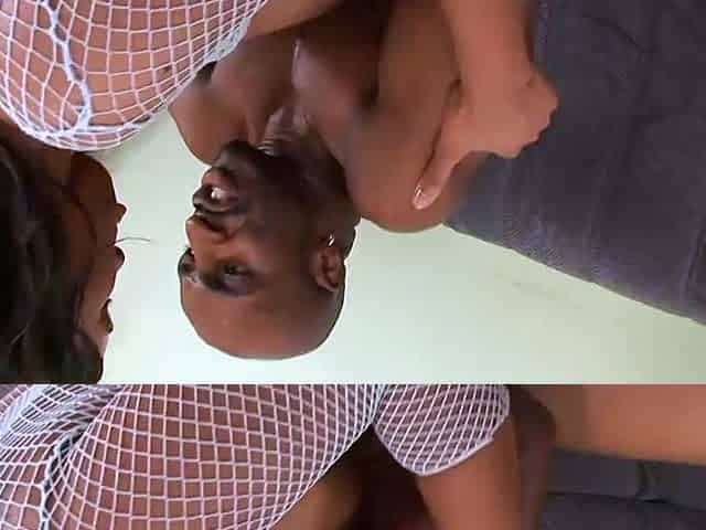 Black man pulverizes black plumper with thick rump in