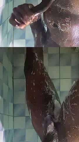 20y BBC naughty stroking in his shower cleaning up his ramrod