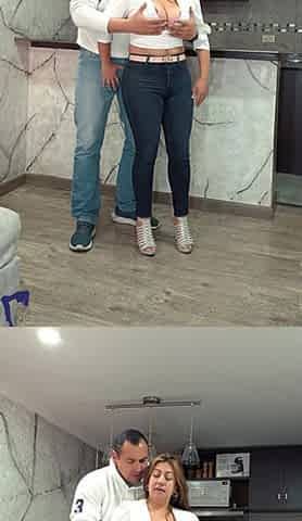 At Home Bored Hot Latina MILF Sucks Me, I Fuck Her in the Living Room and She Eats Cum From the Broken Condom