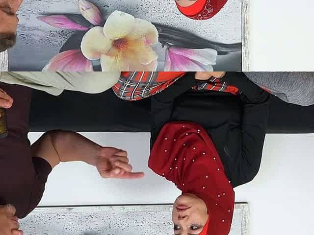 Red lace panties and red hijab
