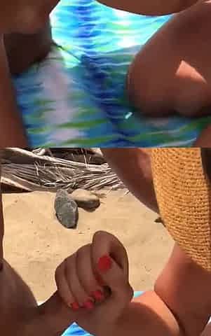 Lucky old stranger at the beach