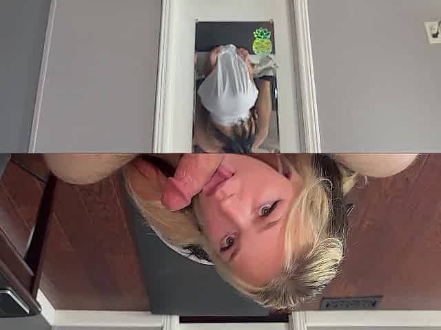 Wench mother I'd like to fuck Kneels, Sucks, and Teases That Ideal Butt in the Reflection