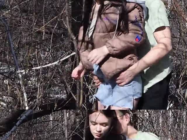 Caught and roughly screwed a youthful whore in the forest