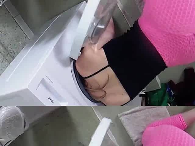 Fat ass stepmom fucked in doggy pose while stuck in washing machine