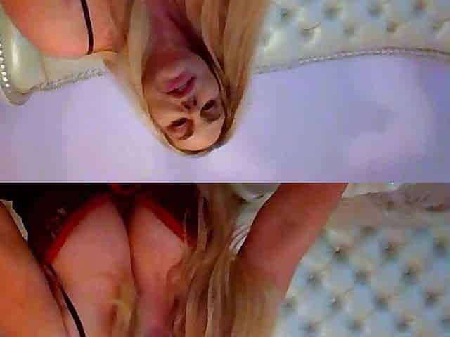 Shaved pussy blonde Tasha Reign with big boobs goes solo