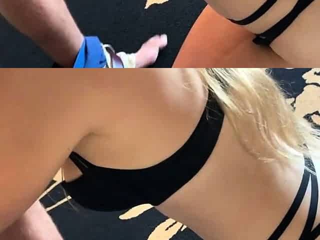 Hot Girl Leashed, Worships Bull's Big Cock at the Door