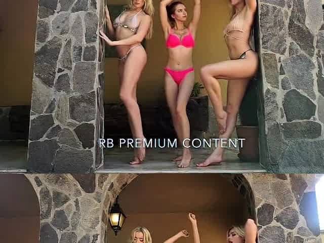 Amateur blonde teen handles threesome fuck