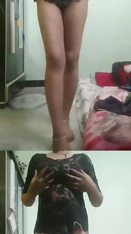 Desi Girl in Black Sheer Top & Panty - Transparent Tease
